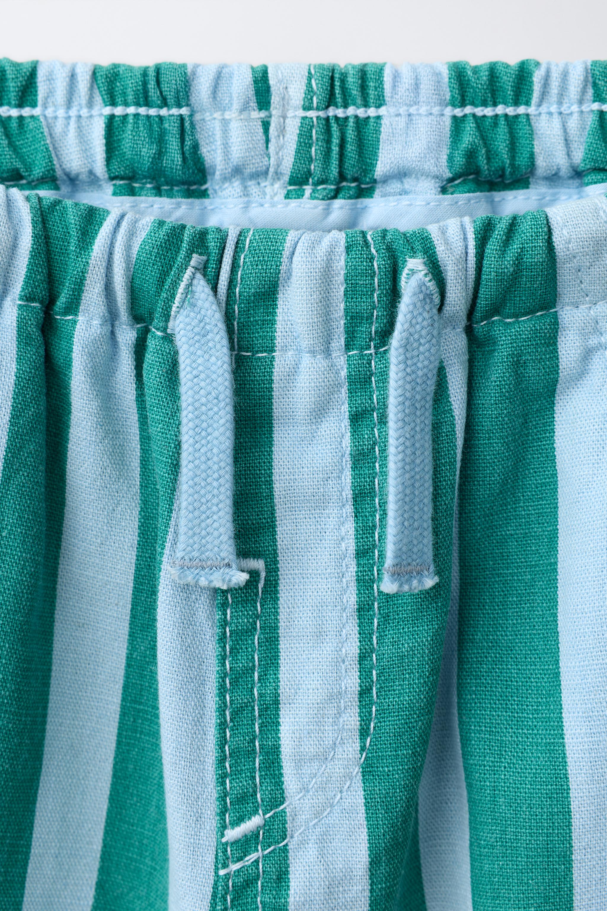 STRIPED COTTON LINEN PANTS